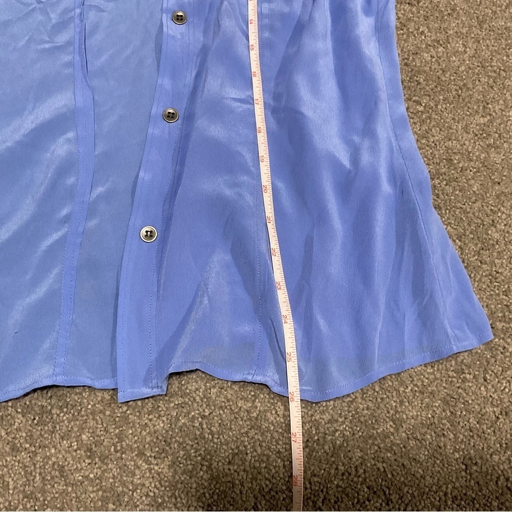 Maeve Anthropologie Womens Powder Blue Silk Collar Cap Sleeve Blouse Size 6 - Picture 7 of 12